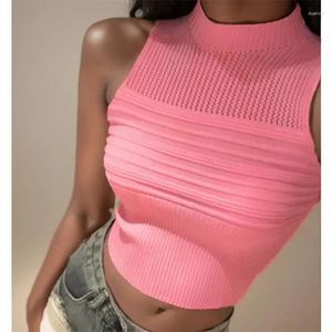 Tanks pour femmes iToolin Spring Femmes Solid Off Bounder Crop Top Stripes Camins Cascold Hollow Out Treen Tops Tops 2024 Été
