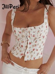 Damestanks JillPeri Zomer bedrukte tanktops Dames Sexy casual outfits Vakantie strandkleding Dames bloementop