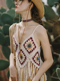 Tanks Femmes JMPRS Gland Femmes Boho Summer Beach Vintage Indie Folk Femelle Camis Sexy Coton Ligne Dames Crop Tops