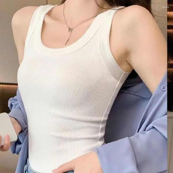 Tanks pour femmes coréennes de mode co-tank cami top top femmes japonais vintage blanc sexy off-épaule corset tricot tshirts vendant du gilet