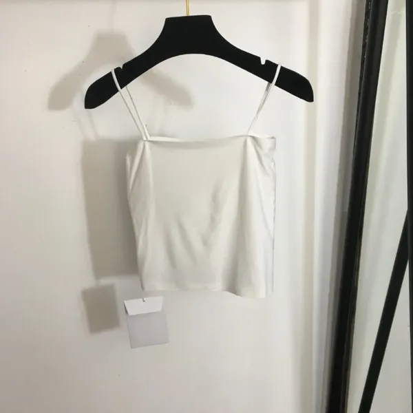 Débardeurs pour femmes Impression de couleur unie Slim Fit Camisole sans couture (avec coussinet de poitrine) Noir Blanc et gris Trois couleurs en option