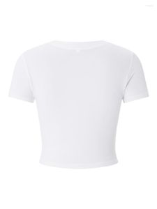 Dames Tanks Lchiji Dames Schattig Graphic Cap Sleeve Crop Top Ronde hals Slim Fit Esthetisch T-shirt Uitgaan (Wit S)
