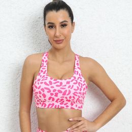 Tanques de mujer Leopard Sports Bra para mujeres Push Up Lycra Sport Tank Top 2023 Yoga Gym Crop Haut Femme Mujer Entrenamiento Pilates Tops Lindo Rosa