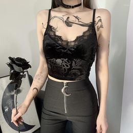 Damestanks Luoyiyang Women Fashion Lace Camisole Zwart Corset Sexy Crop Top Vrouw Backless Camis Printing V Neck Mouwloze zomer 2023