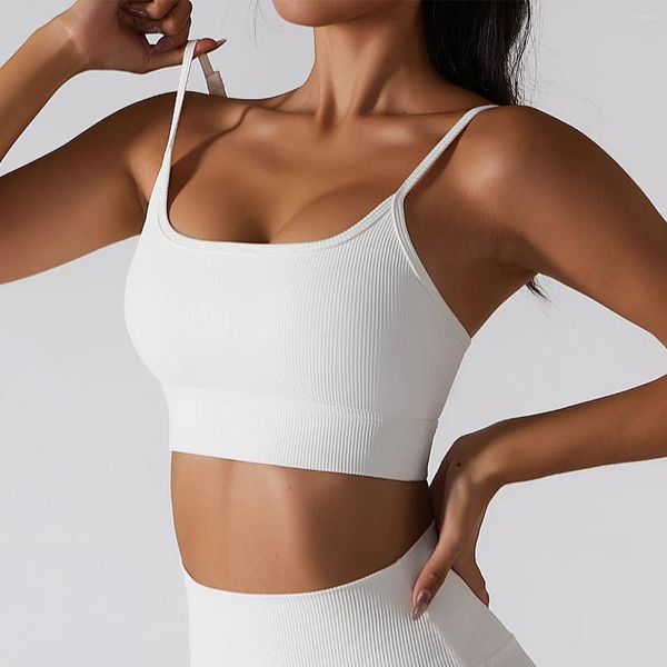 Tanks Femmes Lycra Sports Soutien-gorge pour femmes Push Up Yoga Gym Top 2023 Fitness Sport Crop Femmes Camis Haut Femme Bralette Mujer Blanc