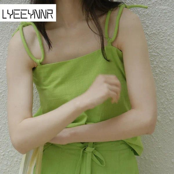 Tanks pour femmes Lyeeynnr Japan Style Simple Tops Tops Femme High Street Fashion Couleur solide Camisole Femme Summer 2024 Arrivée Vailes décontractées