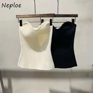 Réservoirs de femmes Neploe coréen lâche soutien-gorge tricoté 2024 été simple décontracté sexy camis femme chic couleur unie taille minceur design gilets