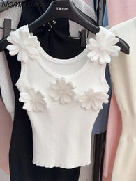Tanks féminins Nomikuma Chic Sequin Top de camisole à ajustement slim de fleur tridimensionnelle pour les femmes polyvalentes