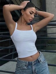 Tanks pour femmes nsauye débarbacs de mode arrière sans femme ventre 2024 Ribber Sexe Knited Mini Spaghetti Spaghetti Spaghetti Femme Crop