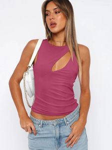 Tanks pour femmes OneLineFox Femmes 2024 Débardeurs Été Sans manches Creux O-Cou Chemises Casual Sexy Slim Fit Tees de base Y2K Tee Camisole