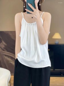 Damestanks Oversize Aankomst T-shirt zijdeachtige satijnen oppervlak Camis mouwloze tanktop Casual Slim Solid Lady kleding Mode Trends