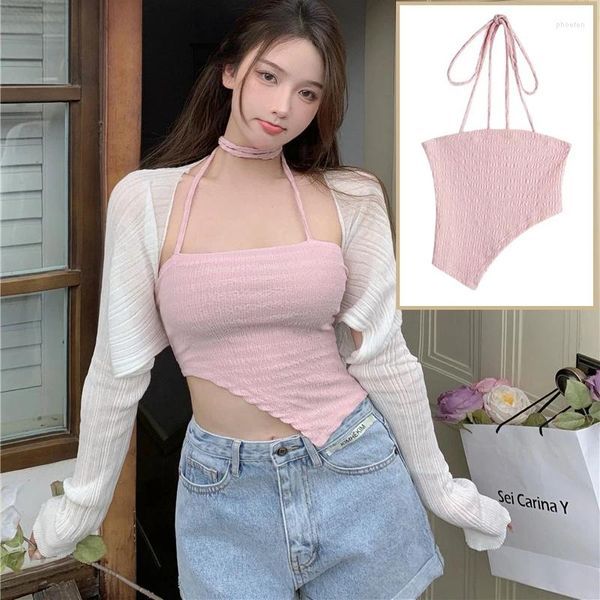 Débardeurs pour femmes Rose Tube Top Femme Bodycon Recadrée Irrégulière Sexy Femmes Vêtements Hors Épaule Tee Streetwear Y2k Bustier Slim Fit Chemises