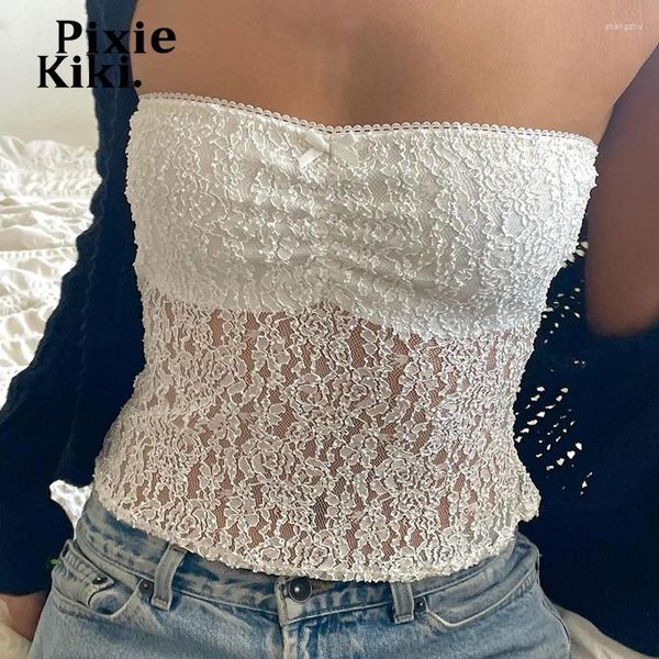 Tanks pour femmes Pixiekiki en dentelle transparente en dentelle transparente