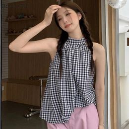 Tanks Femmes Plaid Femmes Sexy Y2K Tops Chic Été Lâche Personnalité Streetwear Tendre Sans Manches Casual Vintage Vacances Ulzzang Mujer