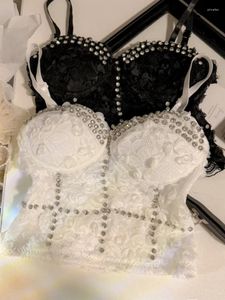 Tanks de réservoirs pour femmes Rigiane Corset Top Busttier Party Shinny Tops à porter une femme sous-bust blanche