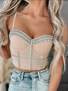 Tanks pour femmes Rhinestone Metal Chain Camis Trop