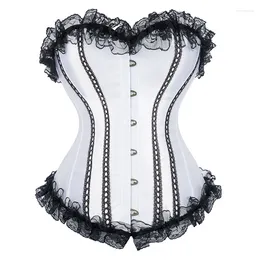 Débardeurs pour femmes Sapubonva Blanc Corset Bustier Top avec garniture à lacets Satin Overbust Plus Taille Costumes Dames Shaper Victorien Bleu Jaune Rouge