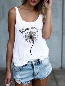 Tanks Femmes Seeyoushy Blow Me Pissenlit Funny Print Femmes Débardeurs Été Sans Manches T-shirt Vêtements Harajuku Casual Top Camis 2024