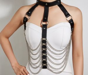 Tanks pour femmes Sexy Body Bondage Femmes Harnais complet Collants Lingerie Goth PU Accessoires en cuir