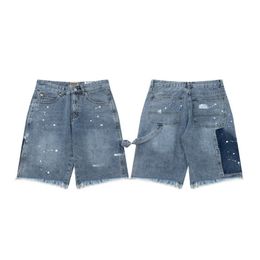 Shorts en jean pour hommes du designer, Streetwear Y2K, pantalon de basket, hip hop, lavé et encré, vintage, bleu