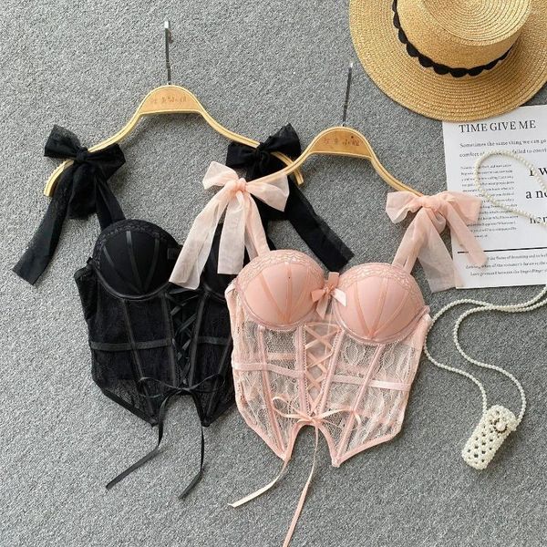 Débardeurs pour femmes Sexy dentelle maille pansement bustier tubulaire Chic sans bretelles Camis mince coréen réservoir culture été 2024 femmes Bustier