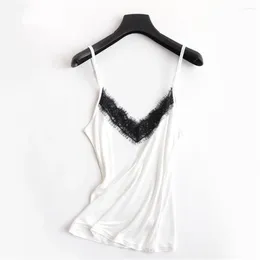 Tanks de mujer Seda Negra Negra Up Sexy Satin White Tank Toqule Cami Mujer Lingerie Tanktop Tops para mujer Camisola de verano Camis Porno