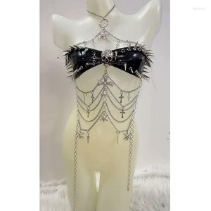 Réservoirs pour femmes Crâne Débardeurs GothicTank Punk Gothique Vêtements Y2k Mode CrossTops Haut Sexy Corset Topy2k Récolte