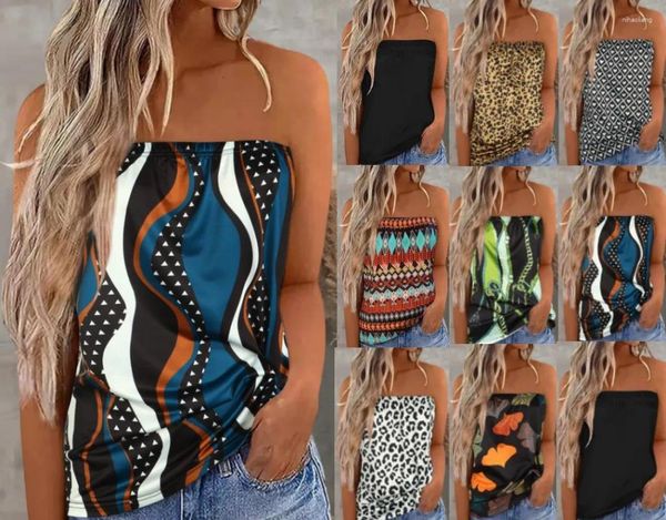 Réservoirs pour femmes sans manches hors épaule Viete Femme Gradient sans bretelles Bandeau Tank Teen Girls 90S Holiday Holiday Casual Tops en vrac