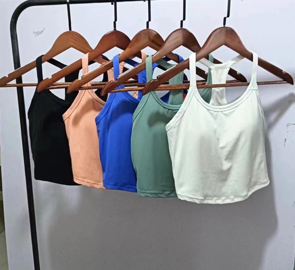 Camisetas sin mangas para mujer, sujetador deportivo todo en uno adelgazante, push-up a prueba de alta resistencia, para correr, chaleco Halter, ropa interior de Yoga de verano