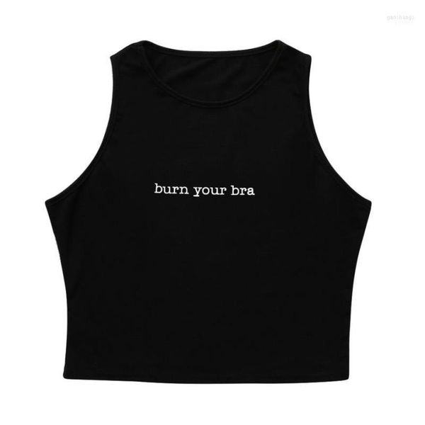 Tanques de mujer Snowshine YLW Mujeres Burn Your Bra Tank Tops Crop Top Chaleco Blusa sin mangas T Shirt1