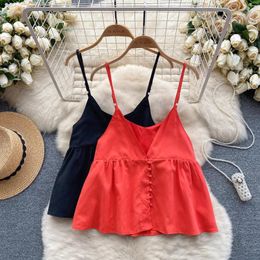 Débardeurs pour femmes Spaghetti Strap Sling Vest Femmes 2024 Low-Cut Camisole Femme Solide Style Coréen A-Line Outwear Tank Été
