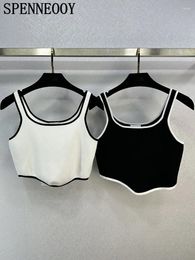 Tanks de mujer Spenneooy Diseñador de moda Summer White White Short Camisole Sexy Spaghetti Color sólido Color delgado