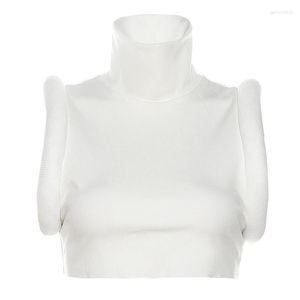 Dames Tanks Gesplitst Vrouwen Crop Tops Mouwloos Coltrui Sexy Basic Vest Zomer Hipsters High Street Y2K Rave Partywear