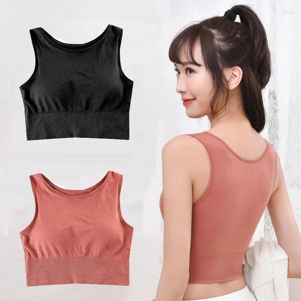 Tanks Femmes Soutien-gorge de sport pour femmes Solid Yoga Top Gym Fitness Pad Girl Active Wear Entraînement Courir Sportswear Respirant Soft Taille libre