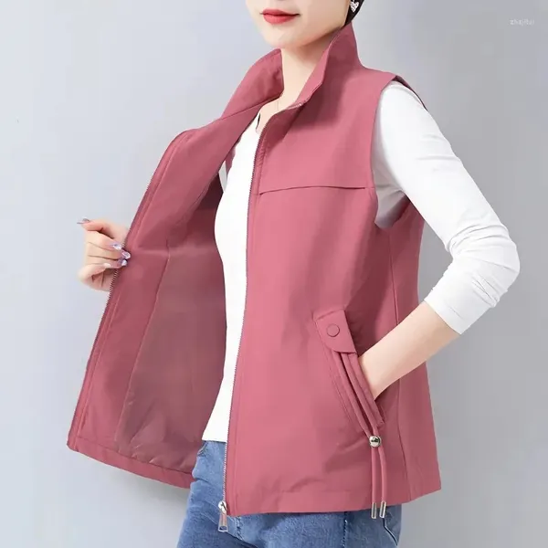 Tanks pour femmes printemps d'été double couche VEMMES FEMME CORIE COFFORME COLLAR COLLAIS Veste sans manches maman Short Wilatcoat Loose Ladies Tops H2897