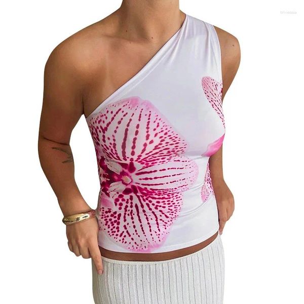 Tanks de mujer Summer 2024 Fashion Feen Floral Tops Resort Wear Tees Graphic Lady Sexy Slim Casual One House Toquera sin espalda sin espalda