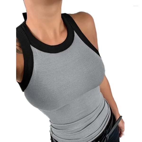 Camisetas sin mangas para mujer, verano, Amazon, Europa y Estados Unidos, chaleco estampado multicolor, parte inferior Sexy con cuello redondo y abrigo exterior.