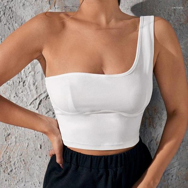 Débardeurs d'été sur l'épaule débardeurs femmes coton élastique sexy chemises dos nu femme camisloe blanc crop top 2024 slim gilet court