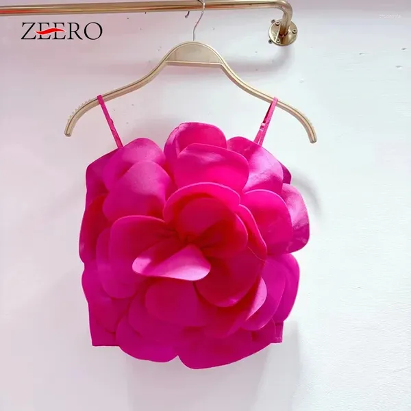 Tanks pour femmes applications roses d'été 3D Blouse de fleurs sexy mignon débardeur