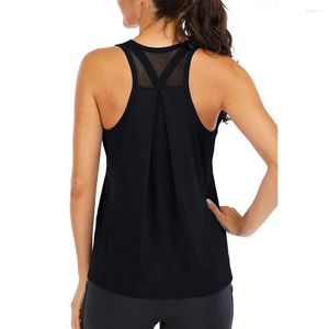 Débardeurs pour femmes été à séchage rapide Yoga Fitness débardeur pour femmes couleur unie doux respirant dos nageur sans manches coupe ample décontracté sport gilet