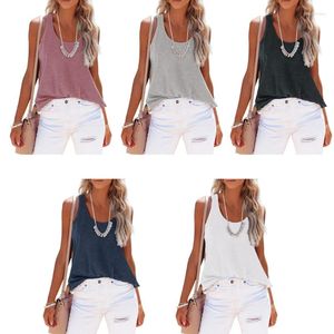 Dames Tanktop Zomer Ronde hals Racerback Ruimvallend training Top Mouwloos Basis Vest T-shirts Effen Effen Kleur Hemdje