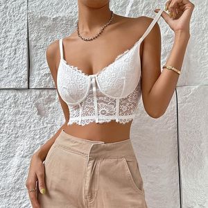 Débardeurs pour femmes Summer Spicy Girls Sexy Lace Corset Top See Through Strap Tank Spaghetti Crop Women Clubwear