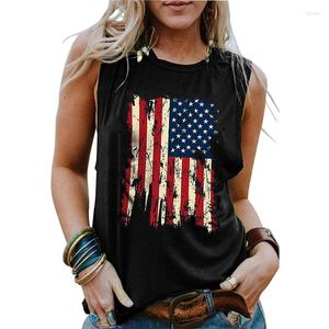 Vrouwen Tanks Zomer USA Amerikaanse Vlag 3D Print Tank Tops Sexy Vrouw Streetwear Y2k Oversized Vest Off Schouder Mouwloos hemdje