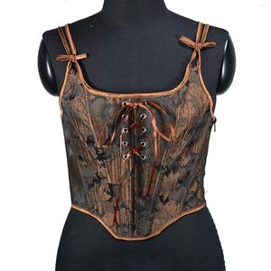 Tanks de réservoirs pour femmes Summer Vintage DrawString Bandage Trainer pour femmes Slumage Slimming Bustier Corset Toplace Up Floral Push Push Crop Top