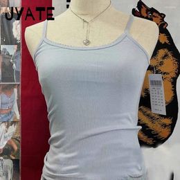Tanks pour femmes Sweet Blue Slim Sleeveless Vest Femme Summer Coton Streetwear Softwear Basic Lace Tops Tops Vintage Chic Mignon T-shirts Y2K