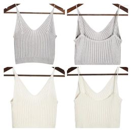 Tanks pour femmes tfscloine V-cou à col en tricot tricot sans manches mince gilet tricot tricot femme sexy slim camisole vestime féminin