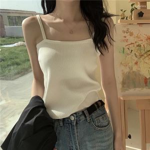 Tanks pour femmes Tingyili printemps été tricot débardeur femmes basique noir blanc rouge bleu sans manches camisole style coréen mode