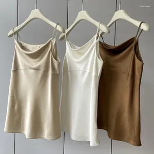 Tanks féminins Top End 2024 Été Femmes Sexe Silk Solid Sangle Vest de gilet élégant Tous Match Swing Collar Slim Suspender