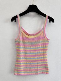 Tanks de femmes Top T-shirt Urban Corset femme vêtements vêtements mode été 2024 coloré à rayures tricotées Camisole décontractée