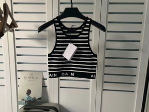 Dames Tanks Tops Mode Mouwloos Gebreid Crop Top Streep Letters Sexy Patchwork T-shirts Zomer Casual Vintage Camis Vrouwen